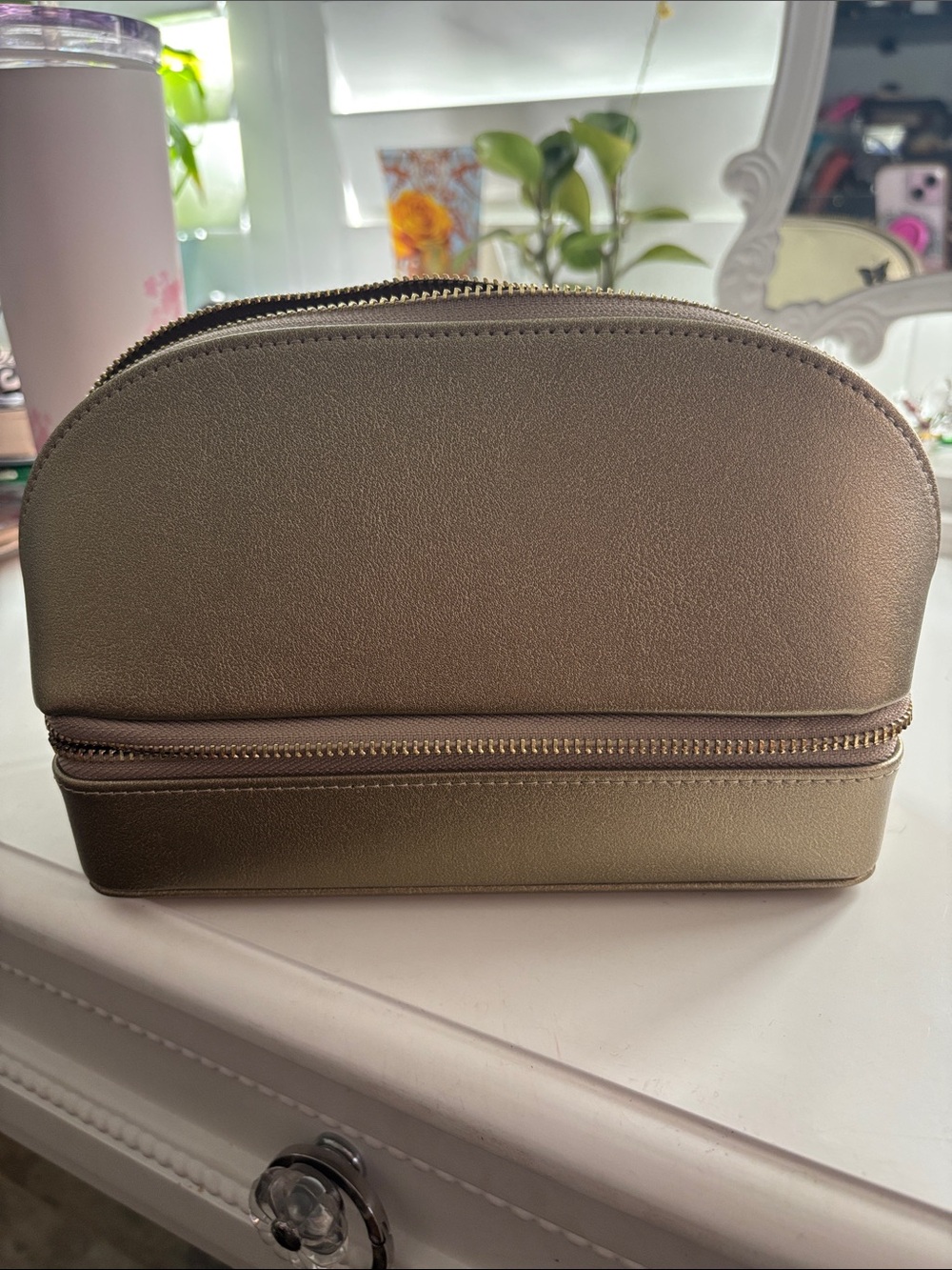 New Metallic Gold Cosmetic Travel Case